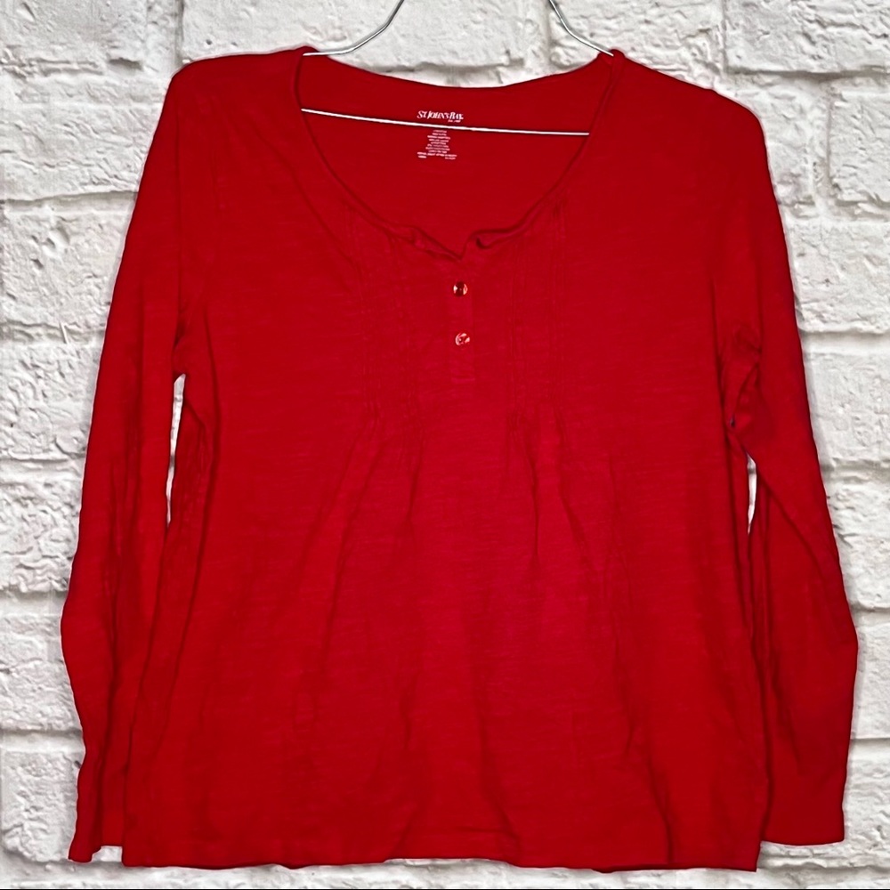 St. John's Bay Long‎ Sleeve Red Top Women's Size XL